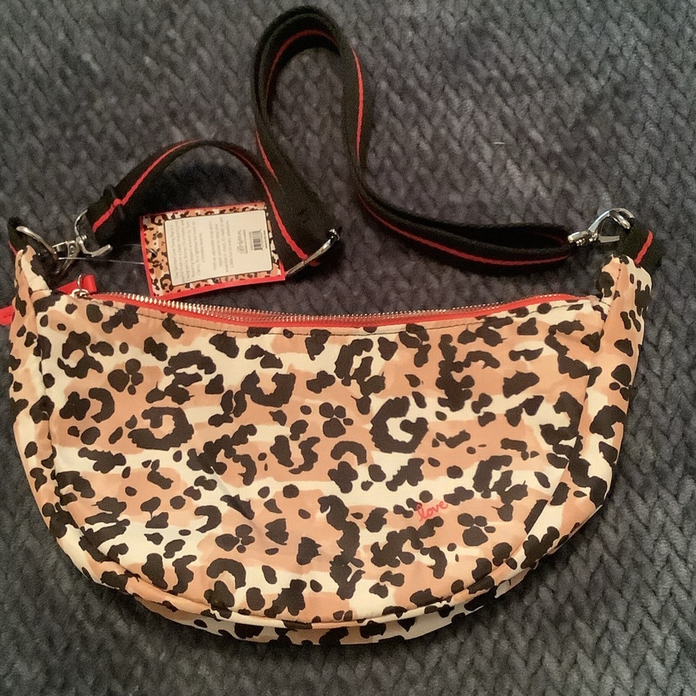 Brighton Leopard Print Crossbody Bag - Black and Tan - Picture 2 of 7
